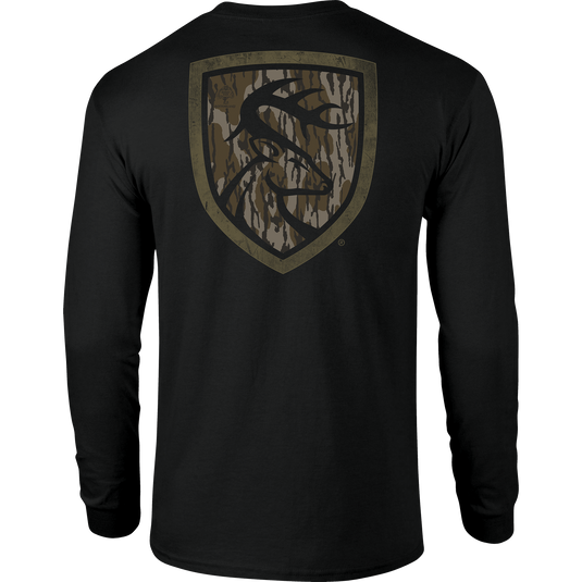 Non-Typical Original Bottomland Long Sleeve T-Shirt with Drake Logo on front, crafted from lightweight cotton-polyester blend, ideal for outdoor enthusiasts seeking quality performance wear.