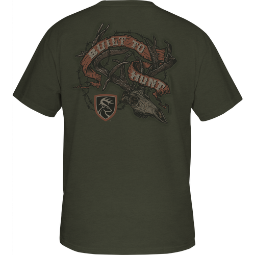 Non-Typical Built To Hunt T-Shirt with Drake Logo on front, crafted from a 60% cotton, 40% polyester lightweight blend, ideal for outdoor enthusiasts.