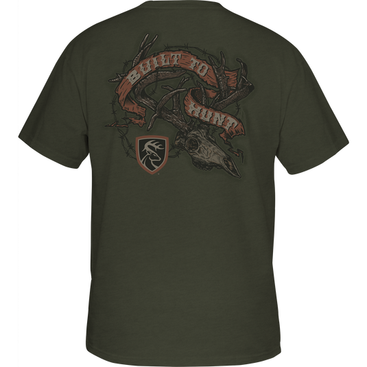 Non-Typical Built To Hunt T-Shirt with Drake Logo on front, crafted from a 60% cotton, 40% polyester lightweight blend, ideal for outdoor enthusiasts.