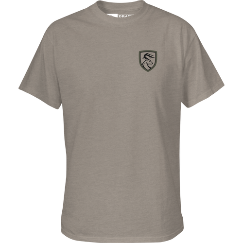 Non-Typical Built To Hunt T-Shirt with Drake Logo, a lightweight blend of cotton and polyester, ideal for outdoor enthusiasts seeking quality performance wear.