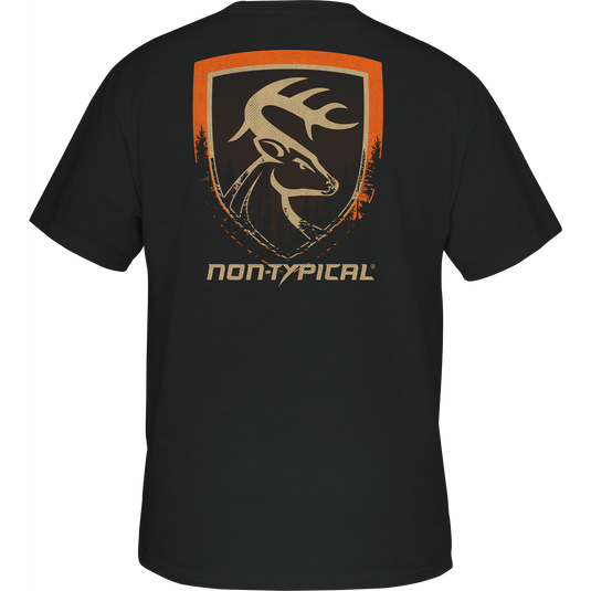 Non-Typical In The Woods Logo T-Shirt with Drake Logo, lightweight and suitable for outdoor enthusiasts, crafted from a 60% cotton, 40% polyester blend.