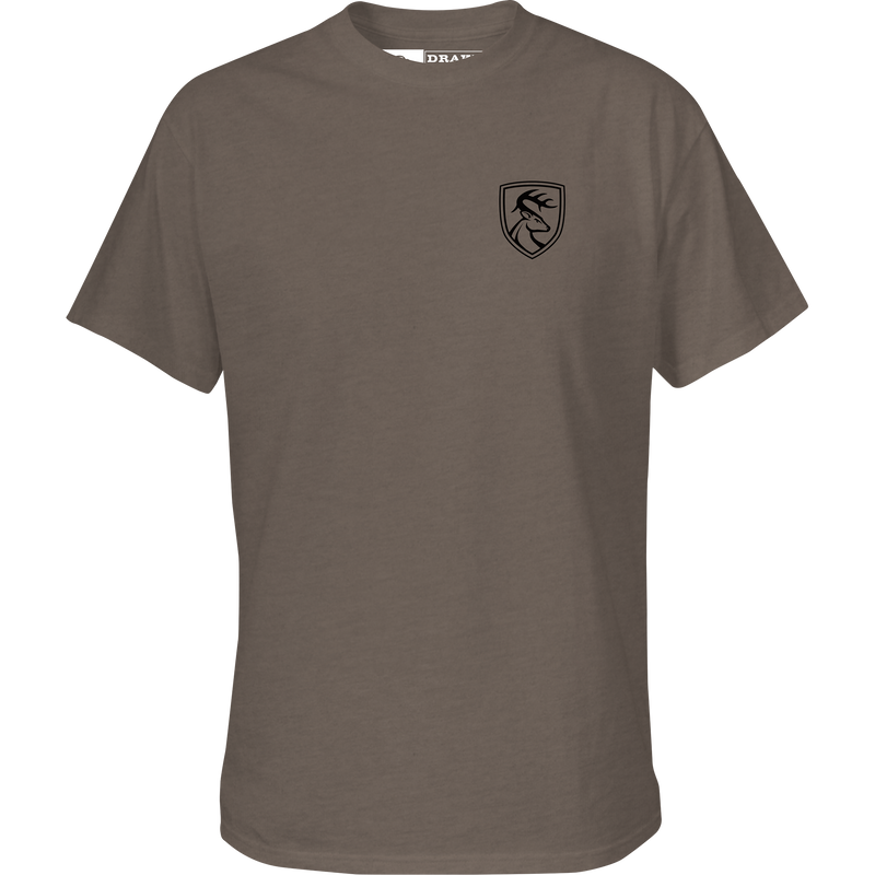 Non-Typical In The Woods Logo T-Shirt featuring the Drake Logo on the front, crafted from a lightweight cotton-polyester blend for comfort and outdoor readiness.
