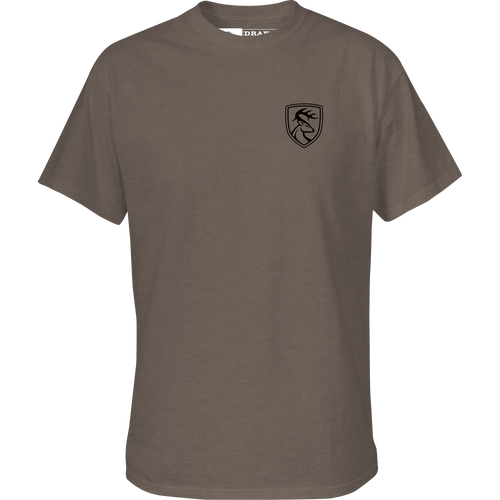 Non-Typical In The Woods Logo T-Shirt featuring the Drake Logo on the front, crafted from a lightweight cotton-polyester blend for comfort and outdoor readiness.