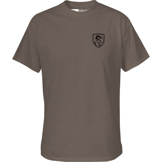 Non-Typical In The Woods Logo T-Shirt featuring the Drake Logo on the front, crafted from a lightweight cotton-polyester blend for comfort and outdoor readiness.