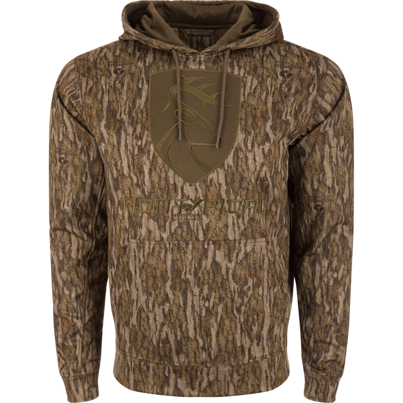 Non-Typical Performance Hoodie with Agion Active X2, featuring a lined hood, kangaroo pocket, and durable anti-pilling outer shell, ideal for cold weather activities.