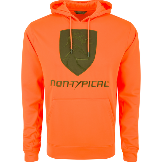 Non-Typical Performance Hoodie with Agion Active X2 featuring anti-pilling shell, lined hood, and kangaroo pocket, designed for durable comfort in cold weather activities.