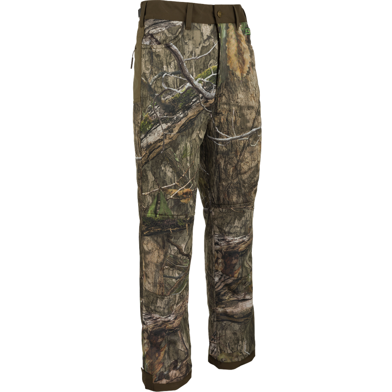 Standstill Windproof Pant With Agion Active XL, featuring camouflage design, durable fabric, multiple pockets, and adjustable waist, ideal for cold-weather hunting.
