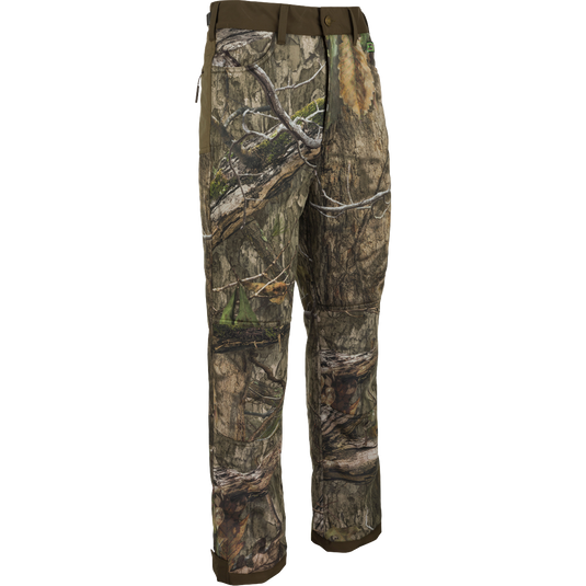 Standstill Windproof Pant With Agion Active XL, featuring camouflage design, durable fabric, multiple pockets, and adjustable waist, ideal for cold-weather hunting.