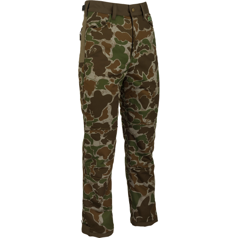 A pair of Standstill Windproof Pants with Agion Active XL® - perfect for late-season hunts. Soft, quiet, and durable fabric. Features scent control technology, adjustable waist, cuffs, and multiple pockets. High-quality hunting gear from Purewhitelaneshop.
