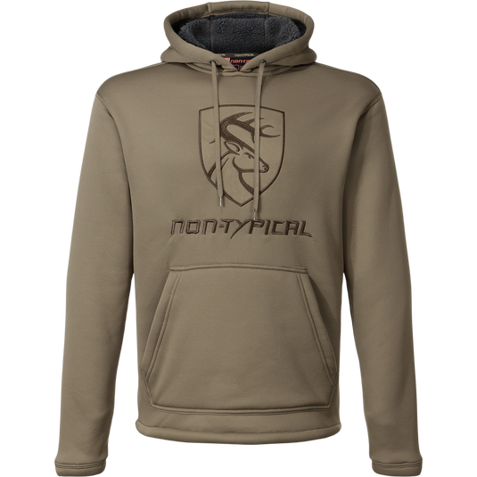Non-Typical Silencer Hoodie with Agion Active X2 featuring a fleece-lined hood, kangaroo pocket, and deer-head crest, ideal for high-performance hunting.