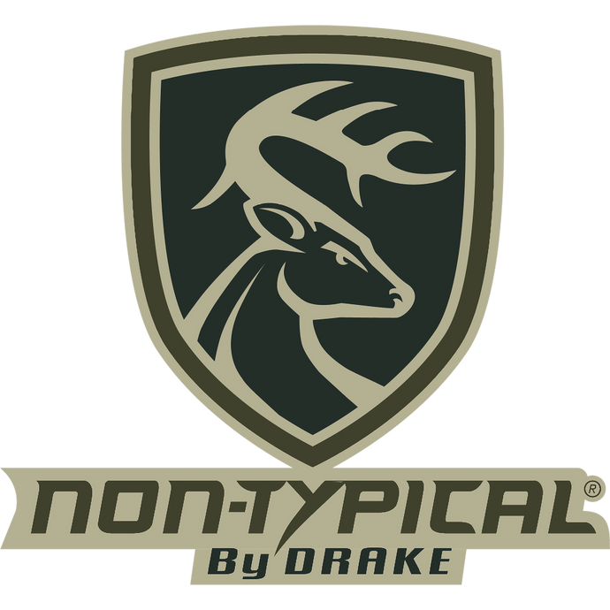 Non-Typical Window Decal featuring a deer head with antlers, representing the Non-Typical by Drake logo, crafted from durable, water-resistant vinyl.