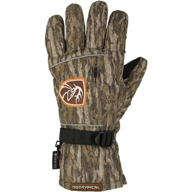 Non-Typical Refuge HS Gore-Tex Glove 2.0, featuring GORE-TEX® protection, digitized goat skin palm, dual-zone insulation, and wrist cinch for hunting comfort and functionality.