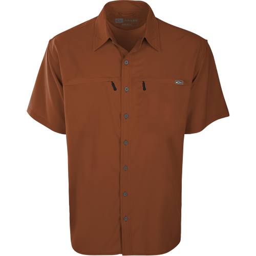 Town Lake Shirt S/S: Lightweight, moisture-wicking shirt with UPF 30 sun protection, vented cape back, and mechanical stretch fabric.