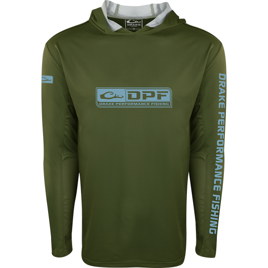 Vineyard Green hoodie from Purewhitelaneshop, the Shield 4 Lightweight Solid Hoodie offers UPF 50+ sun protection, odor control, and four-way stretch for all-day comfort on the water.