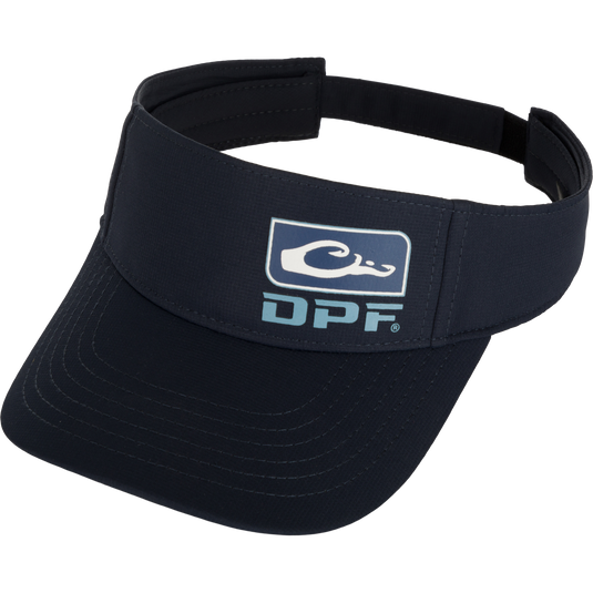 DPF Badge Logo Performance Visor, a black visor with a logo, perfect for sun protection and a comfortable fit.