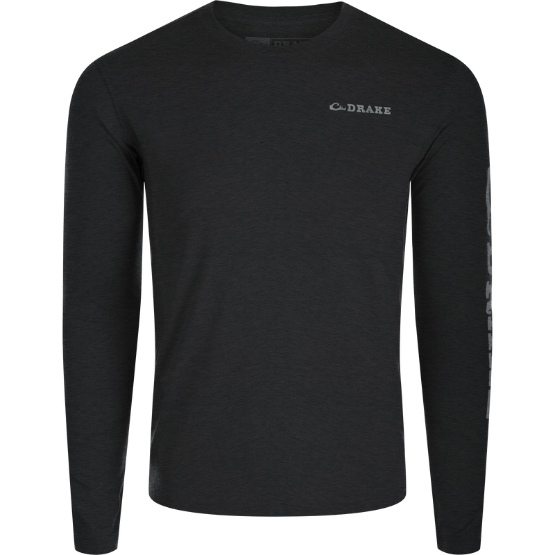 Hunter Creek Bamboo Long Sleeve Crew: a soft, lightweight shirt made of bamboo viscose and polyester, designed for comfort, breathability, and durability with built-in stretch and UPF 20 protection.