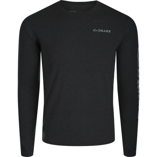 Hunter Creek Bamboo Long Sleeve Crew: a soft, lightweight shirt made of bamboo viscose and polyester, designed for comfort, breathability, and durability with built-in stretch and UPF 20 protection.