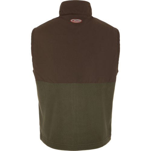 Eqwader Vest showcasing close-up of fleece and waterproof upper, highlighting chest pockets and adjustable waist for optimal movement and storage, ideal for hunting.