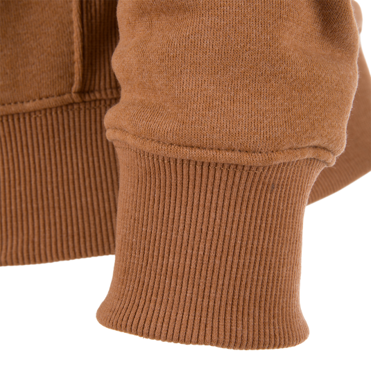 Leaping Lab Graphic Hoodie with a leaping black lab and Drake logo on the front, featuring a drawstring hood and kangaroo pocket for comfort and flexibility.