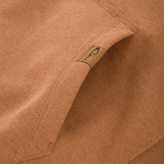 Leaping Lab Graphic Hoodie with kangaroo pocket, adjustable drawstring hood, and side panels for stretch. Features Drake logo and leaping black lab graphic.