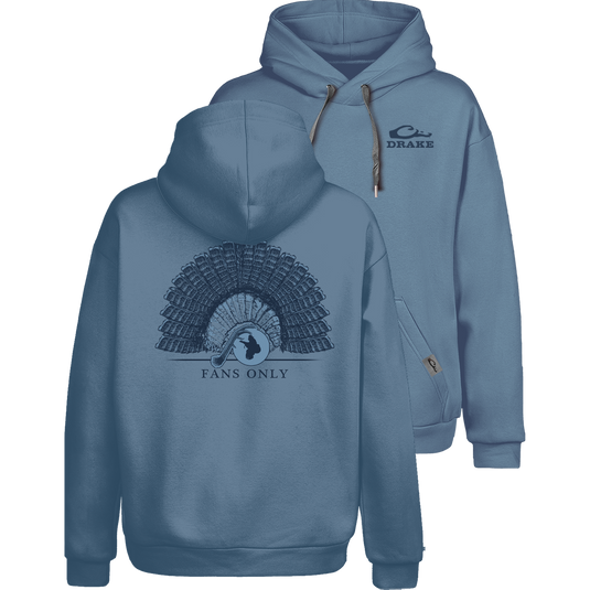 Fans Only Graphic Hoodie featuring the Drake Logo on the front, adjustable drawstring hood, kangaroo pocket, and side panels for stretch and comfort.