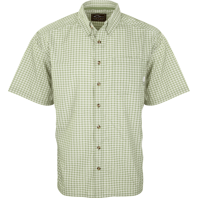 Featherlite Check Shirt S/S: Lightweight plaid shirt with hidden button downs, left chest pocket, and breathable FeatherLite fabric. Perfect for hot summer days.