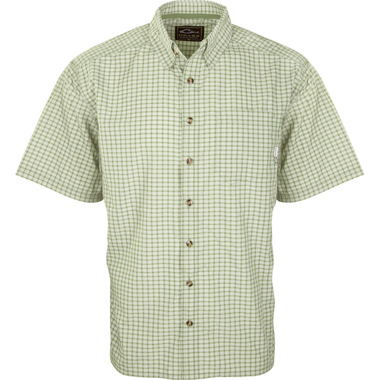 Featherlite Check Shirt S/S: Lightweight plaid shirt with hidden button downs, left chest pocket, and breathable FeatherLite fabric. Perfect for hot summer days.
