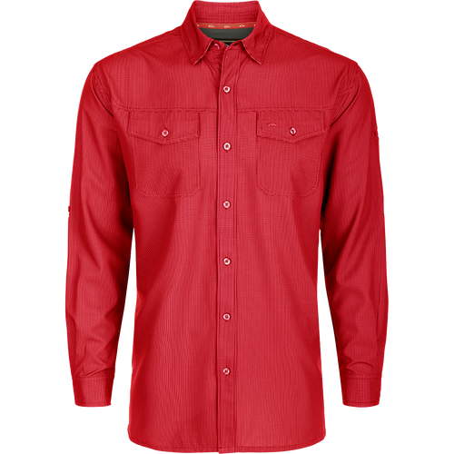 A lightweight, wrinkle-resistant Traveler's Check Shirt L/S with moisture-wicking fabric and two chest pockets with button flaps. Ideal for the man on the go, offering freedom of movement and ultimate comfort.