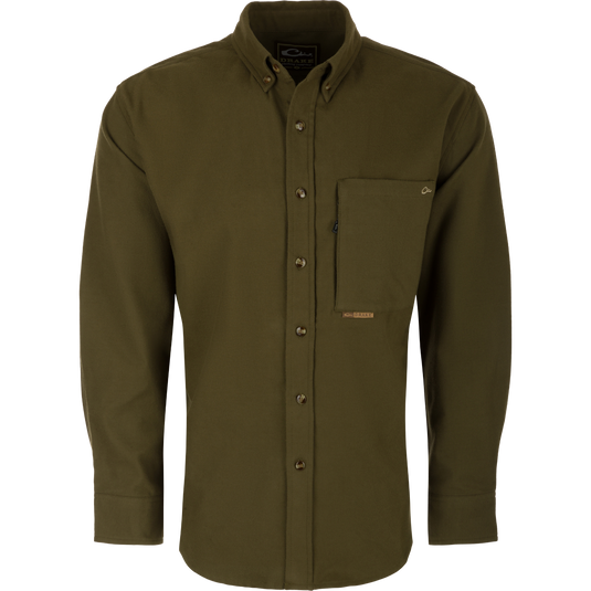 Autumn Brushed Twill Long Sleeve Shirt with button-down collar, back box pleat, and two pockets for extra storage. Lightweight and breathable.