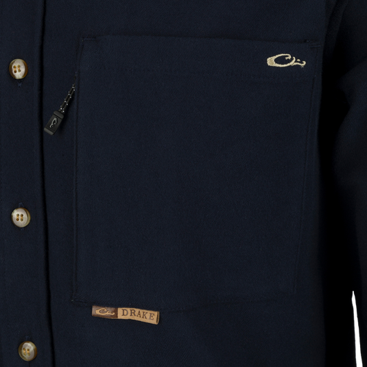 Autumn Brushed Twill Long Sleeve Shirt with button-down collar and two pockets. Lightweight and breathable for cooler seasons.