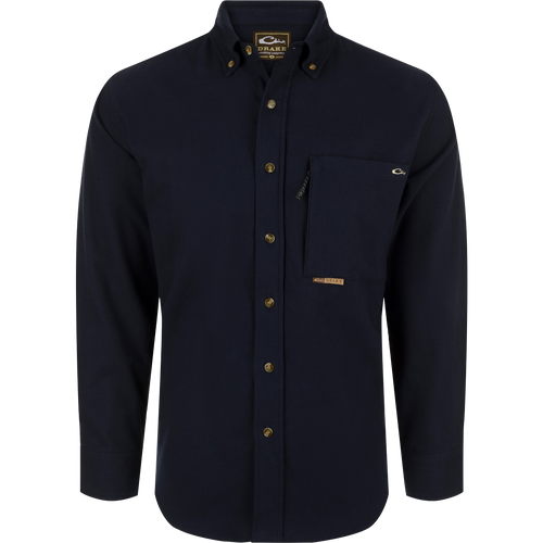 Autumn Brushed Twill Long Sleeve Shirt with button-down collar, back box pleat, and two pockets for extra storage. Lightweight and breathable.