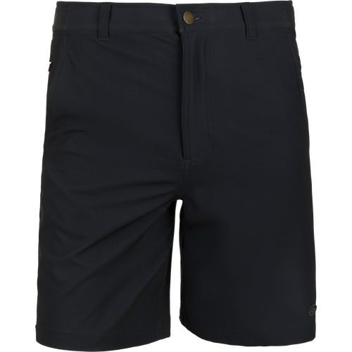 Grayson Creek Short with a belt, featuring a side elastic waistband, button closure, and multiple pockets, designed for versatile outdoor adventures.
