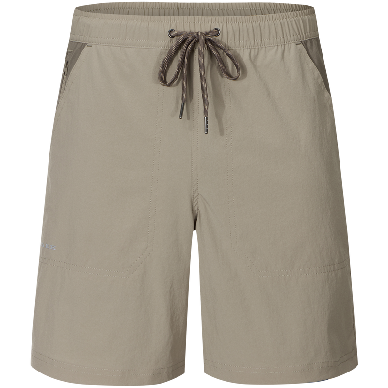 Spring Brake Short with elastic waistband, internal drawstring, and zippered pocket, designed for versatile comfort and performance in outdoor activities. Ideal for active and casual wear.