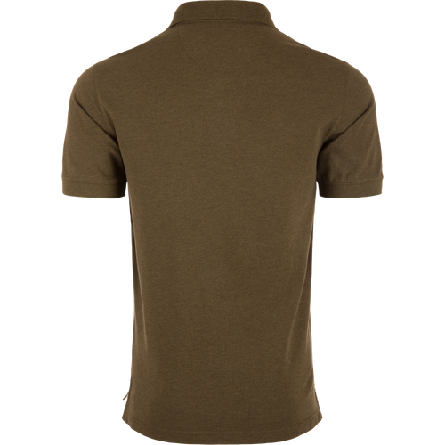 Drake Pique Logo Polo featuring a three-button placket, rib knit collar, and embroidered duck logo, showcasing a classic yet modern design with built-in stretch.