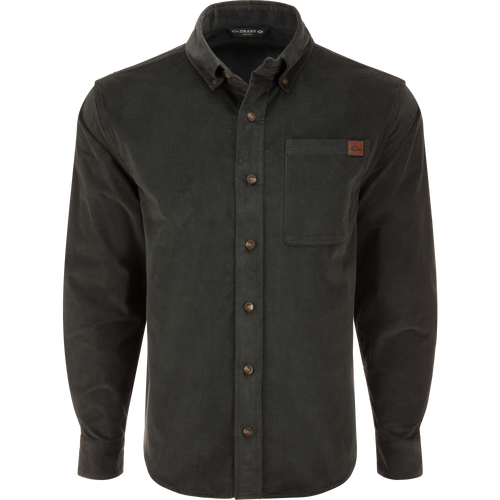 Mid-Wale Corduroy Shirt with button-down collar, chest pocket, and straight cuffs; a casual, stretch-enhanced, wrinkle-resistant shirt from Purewhitelaneshop.