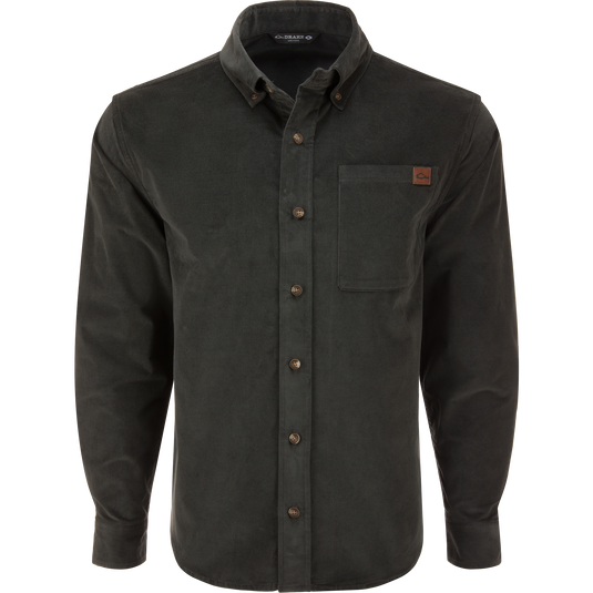 Mid-Wale Corduroy Shirt with button-down collar, chest pocket, and straight cuffs; a casual, stretch-enhanced, wrinkle-resistant shirt from Purewhitelaneshop.