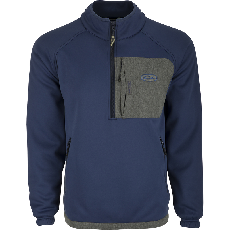 Endurance 1/4 Zip Pullover with raglan sleeves and zippered slash pockets. Made of 100% polyester Endurance fabric for warmth and mobility.