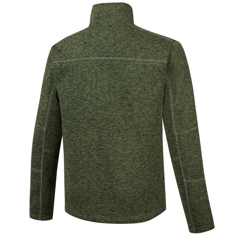 Fall Brake Sweater Fleece Half Zip, showcasing back view with high collar, contrast stitching, and YKK zippered chest pocket, ideal for layering in cold weather.