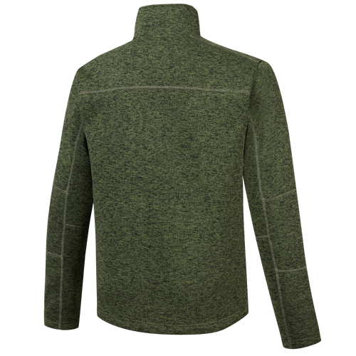 Fall Brake Sweater Fleece Half Zip, showcasing back view with high collar, contrast stitching, and YKK zippered chest pocket, ideal for layering in cold weather.