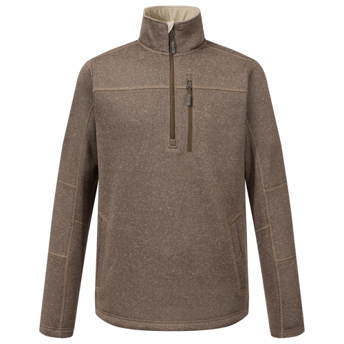 Fall Brake Sweater Fleece Half Zip with stand-up collar, zippered chest pocket, and hand-warmer pockets, ideal for layering during outdoor activities.