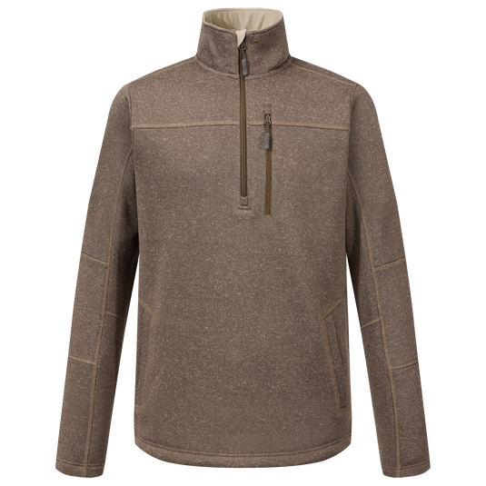 Fall Brake Sweater Fleece Half Zip with stand-up collar, zippered chest pocket, and hand-warmer pockets, ideal for layering during outdoor activities.