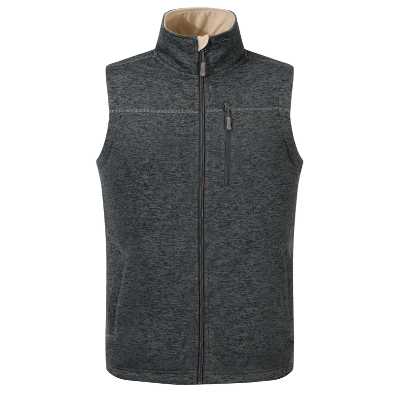 Fall Brake Sweater Fleece Vest with a full-zip front, stand-up collar, and zippered chest pocket; ideal for layering in cold hunting conditions.