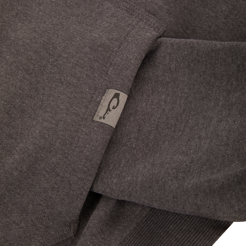 Drake Graphic Work Hoodie with front kangaroo pocket, adjustable drawstring hood, and side panels, featuring the Drake Work Logo symbolizing work ethic.