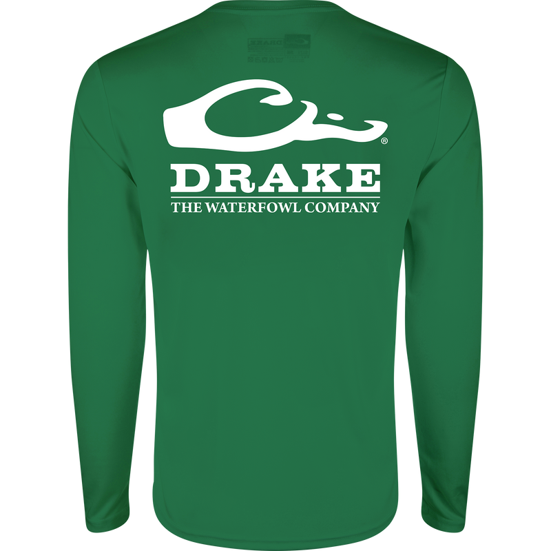 Drake Icon Long Sleeve Performance Crew, lightweight with UPF 50, moisture-wicking fabric; features Drake duck head logo on front left chest.