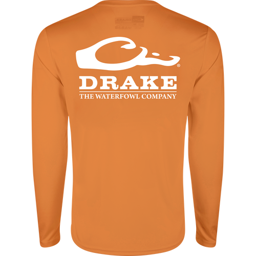 Drake Icon Long Sleeve Performance Crew, featuring a lightweight, breathable design with UPF 50 protection, moisture-wicking, and the Drake duck head logo on the chest.