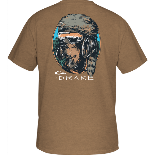 Youth Pop Art Coonskin Cap T-Shirt featuring an abstract Black Lab in a coonskin cap graphic on the back, from the Dogs of Drake Series.