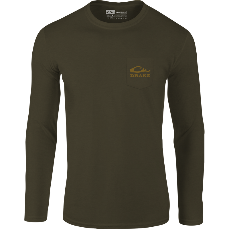 Circle Mallard Long Sleeve T-Shirt featuring Drake logo and classic Mallard graphic, crafted from a soft cotton-polyester blend for comfort.
