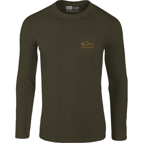 Circle Mallard Long Sleeve T-Shirt featuring Drake logo and classic Mallard graphic, crafted from a soft cotton-polyester blend for comfort.