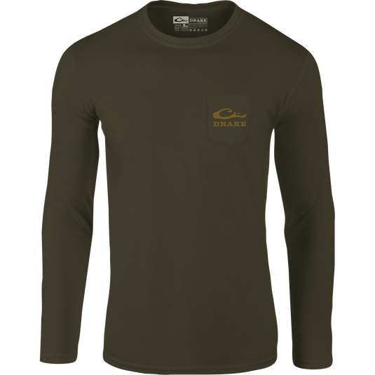 Circle Mallard Long Sleeve T-Shirt featuring Drake logo and classic Mallard graphic, crafted from a soft cotton-polyester blend for comfort.
