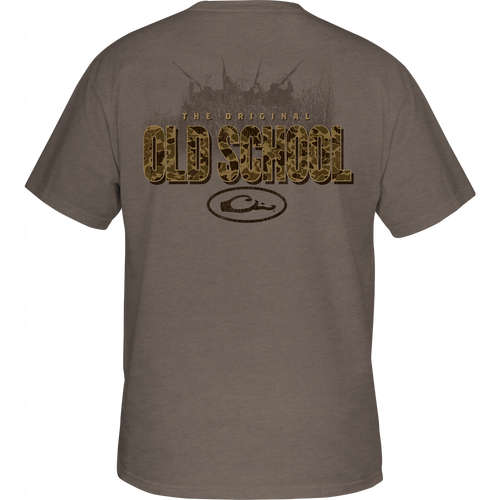 Original Old School T-Shirt features Drake Logo on front pocket and detailed graphic on back, crafted from a soft cotton-polyester blend.